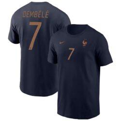 Ousmane Dembélé France National Team Jordan Brand Name & Number T-Shirt - Navy - Front View