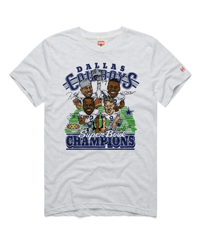 Dallas Cowboys Homage Super Bowl T-Shirt - Ash