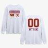 Washington Commanders Touchdown Wordmark Personalized Name & Number Long Sleeve T-Shirt - White - Front View