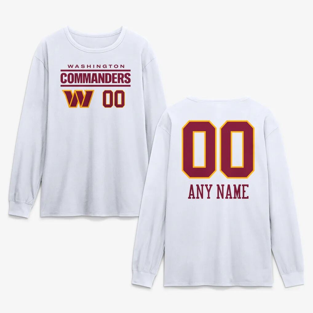Washington Commanders  Touchdown Wordmark Personalized Name & Number Long Sleeve T-Shirt