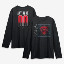 D.C. United Home Field Pop Personalized Name & Number Long Sleeve T-Shirt - Black - Front View