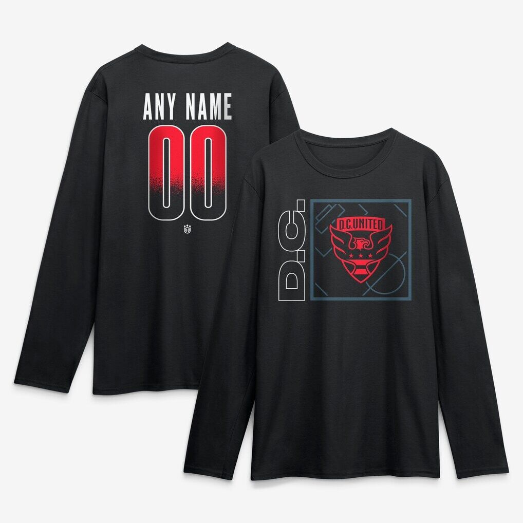 D.C. United  Home Field Pop Personalized Name & Number Long Sleeve T-Shirt