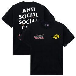 Los Angeles Rams AntiSocialSocialClub x NFL Unisex Blossom T-Shirt - Black - Front View