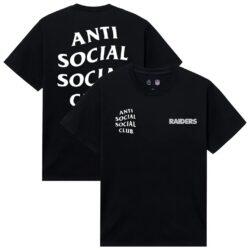 Las Vegas Raiders AntiSocialSocialClub x NFL Unisex Snap T-Shirt - Black - Front View