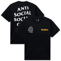 Pittsburgh Steelers AntiSocialSocialClub x NFL Unisex Snap T-Shirt - Black - Front View