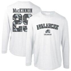 Nathan MacKinnon Colorado Avalanche Levelwear Oscar Long Sleeve T-Shirt - White - Front View
