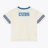 Chicago Cubs Mitchell & Ness Women's Retro Roots Crop Boxy Yoke T-Shirt - Cream - Side View