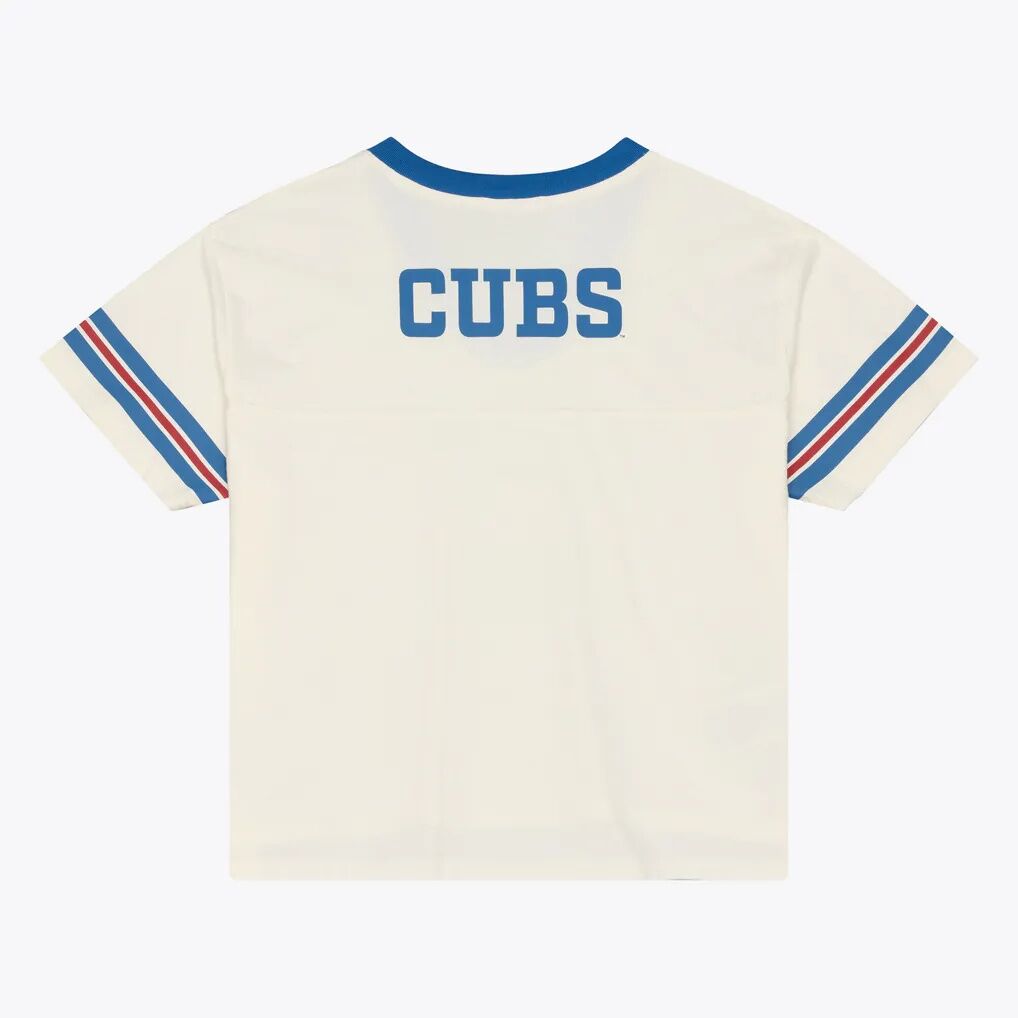 Chicago Cubs Mitchell & Ness Women's Retro Roots Crop Boxy Yoke T-Shirt