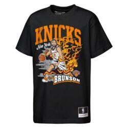 Jalen Brunson New York Knicks Mitchell & Ness Youth Fired Up T-Shirt - Black - Front View