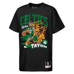 Jayson Tatum Boston Celtics Mitchell & Ness Youth Fired Up T-Shirt - Black - Front View