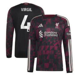 Virgil van Dijk Liverpool adidas 2026/27 Third Replica Long Sleeve Jersey - Black - Front View