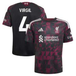 Virgil van Dijk Liverpool adidas Youth 2026/27 Third Replica Jersey - Black - Front View