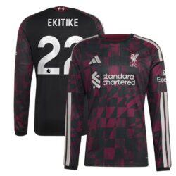 Hugo Ekitike Liverpool adidas 2026/27 Third Replica Long Sleeve Jersey - Black - Front View