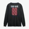 Los Angeles Angels Metallic Mascot Personalized Name & Number Long Sleeve T-Shirt - Black - Detail View