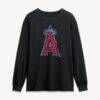 Los Angeles Angels Metallic Mascot Personalized Name & Number Long Sleeve T-Shirt - Black - Side View