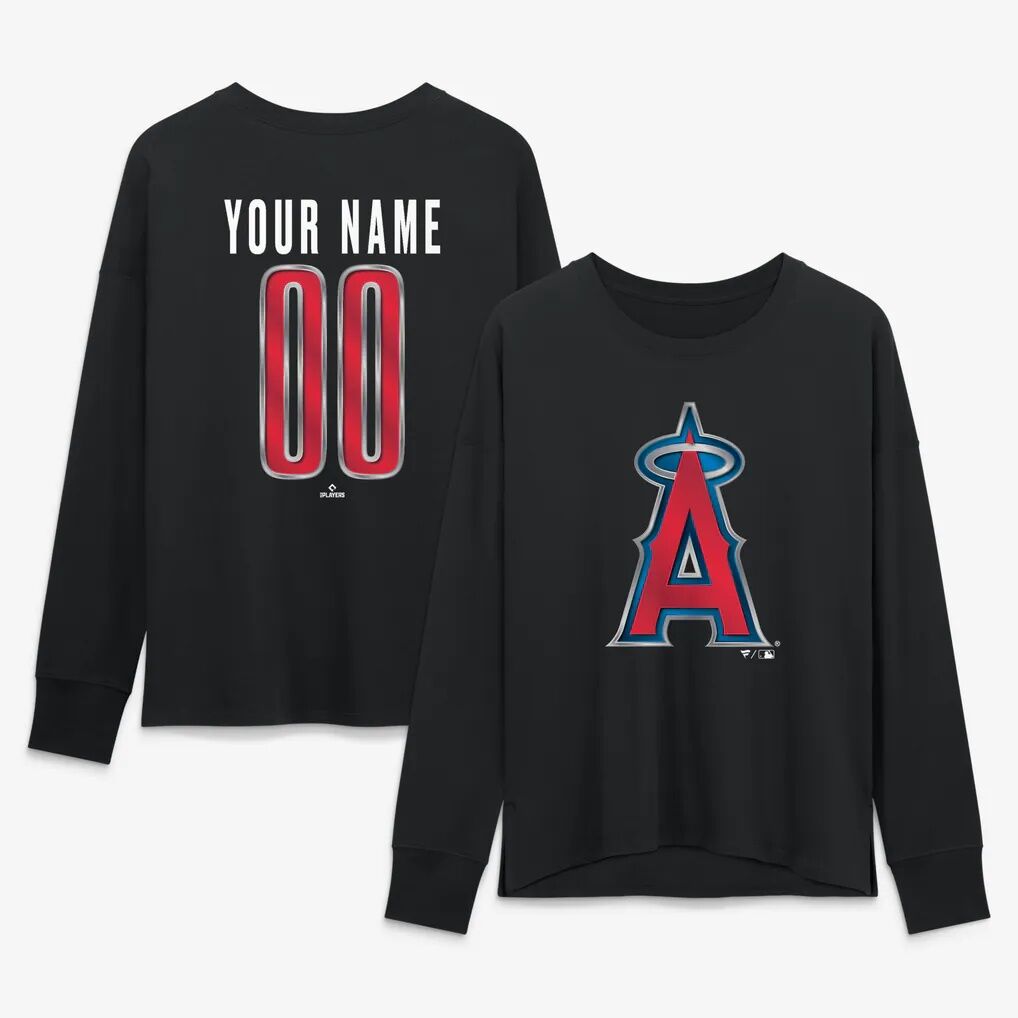 Los Angeles Angels Women's Metallic Mascot Personalized Name & Number Long Sleeve T-Shirt