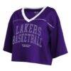 Los Angeles Lakers WEAR by Erin Andrews Women's Cropped Jersey T-Shirt - Purple - Detail View