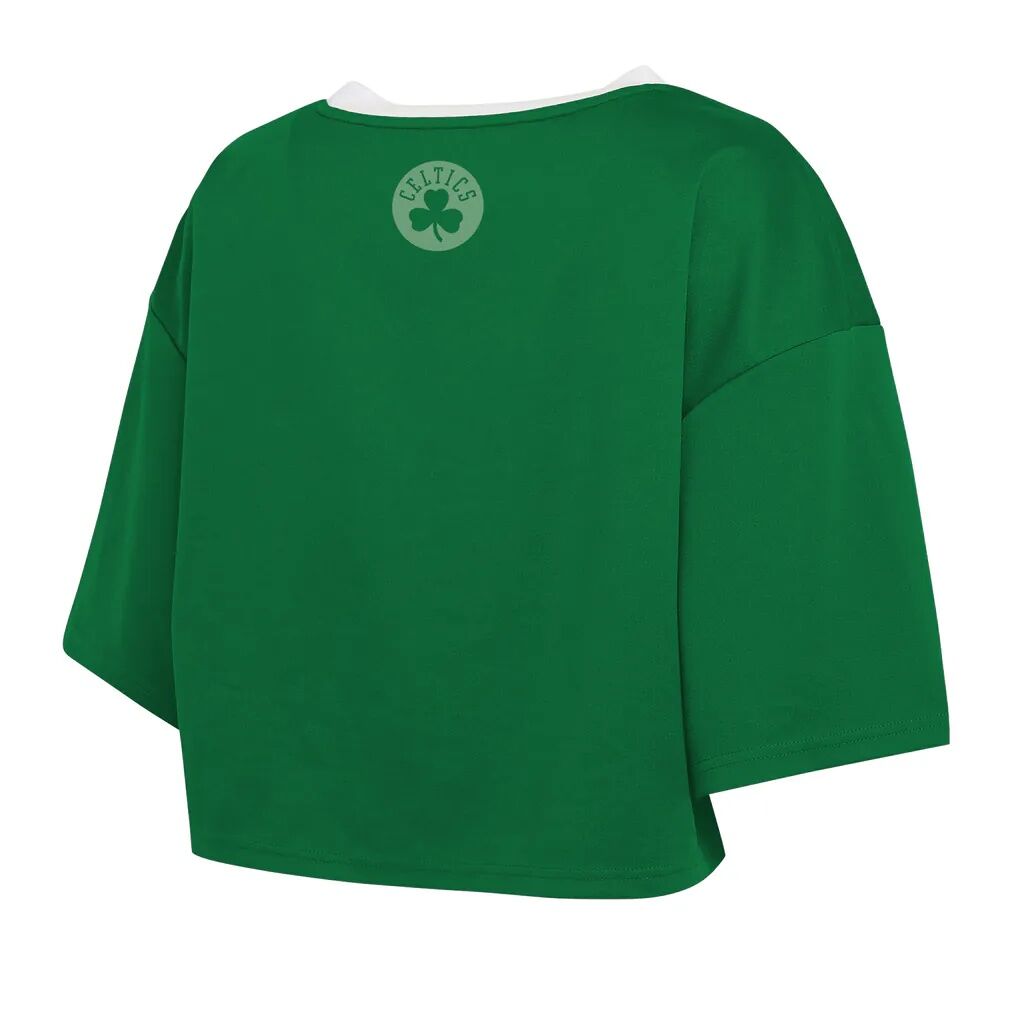 Boston Celtics WEAR by Erin Andrews Women's Cropped Jersey T-Shirt - Kelly Green