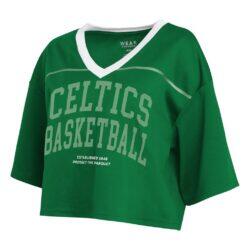 Boston Celtics WEAR by Erin Andrews Women's Cropped Jersey T-Shirt - - Detail View