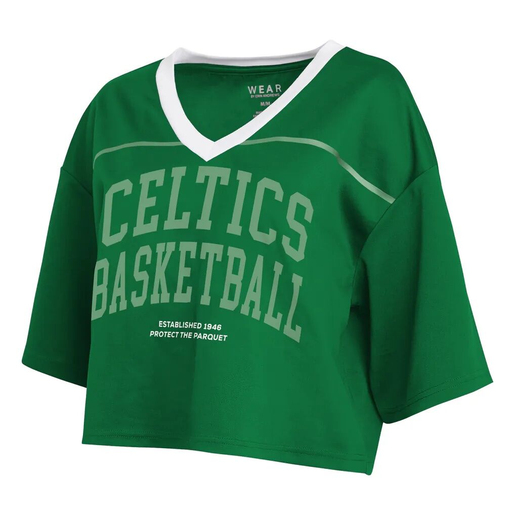 Boston Celtics WEAR by Erin Andrews Women's Cropped Jersey T-Shirt - Kelly Green