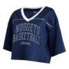 Denver Nuggets WEAR by Erin Andrews Women's Cropped Jersey T-Shirt - Navy - Detail View
