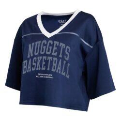 Denver Nuggets WEAR by Erin Andrews Women's Cropped Jersey T-Shirt - Navy - Detail View