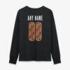 Cleveland Browns Women's Metallic Mascot Personalized Name & Number Long Sleeve T-Shirt - Black - Detail View
