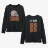 Cleveland Browns Women's Metallic Mascot Personalized Name & Number Long Sleeve T-Shirt - Black - Front View