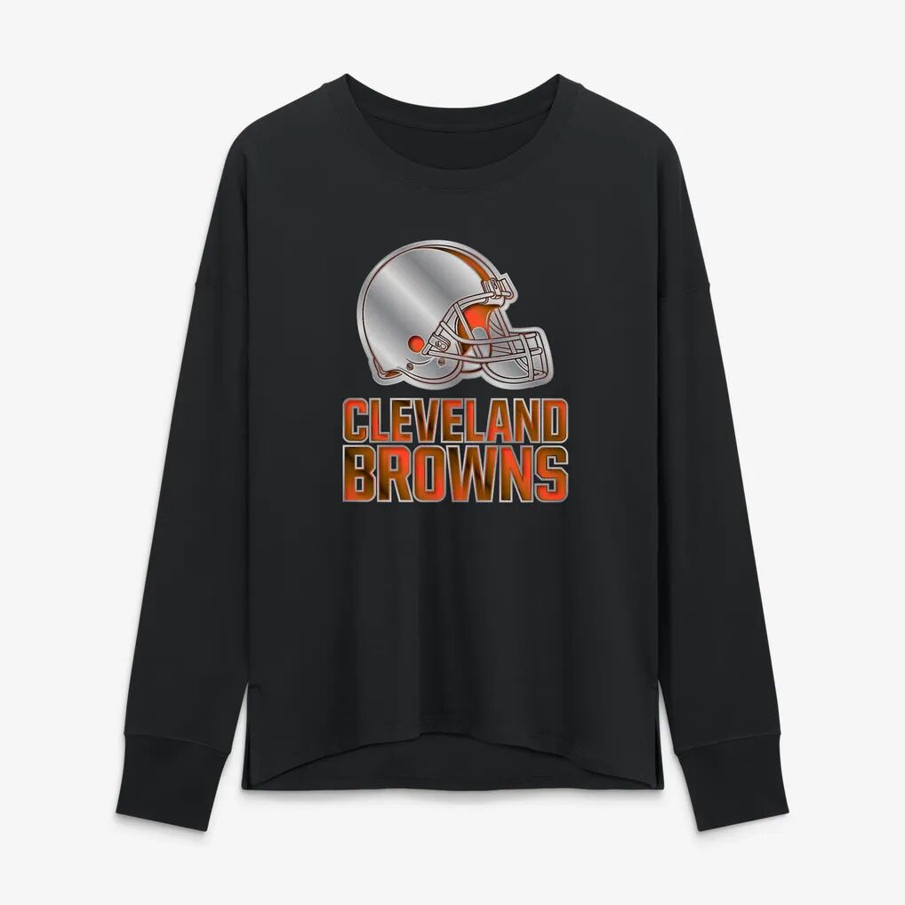 Cleveland Browns Women's Metallic Mascot Personalized Name & Number Long Sleeve T-Shirt