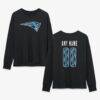 New England Patriots Women's Metallic Mascot Personalized Name & Number Long Sleeve T-Shirt - Black - Front View