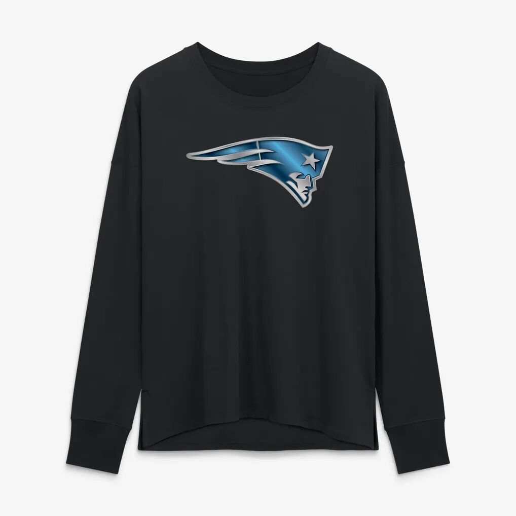 New England Patriots Women's Metallic Mascot Personalized Name & Number Long Sleeve T-Shirt