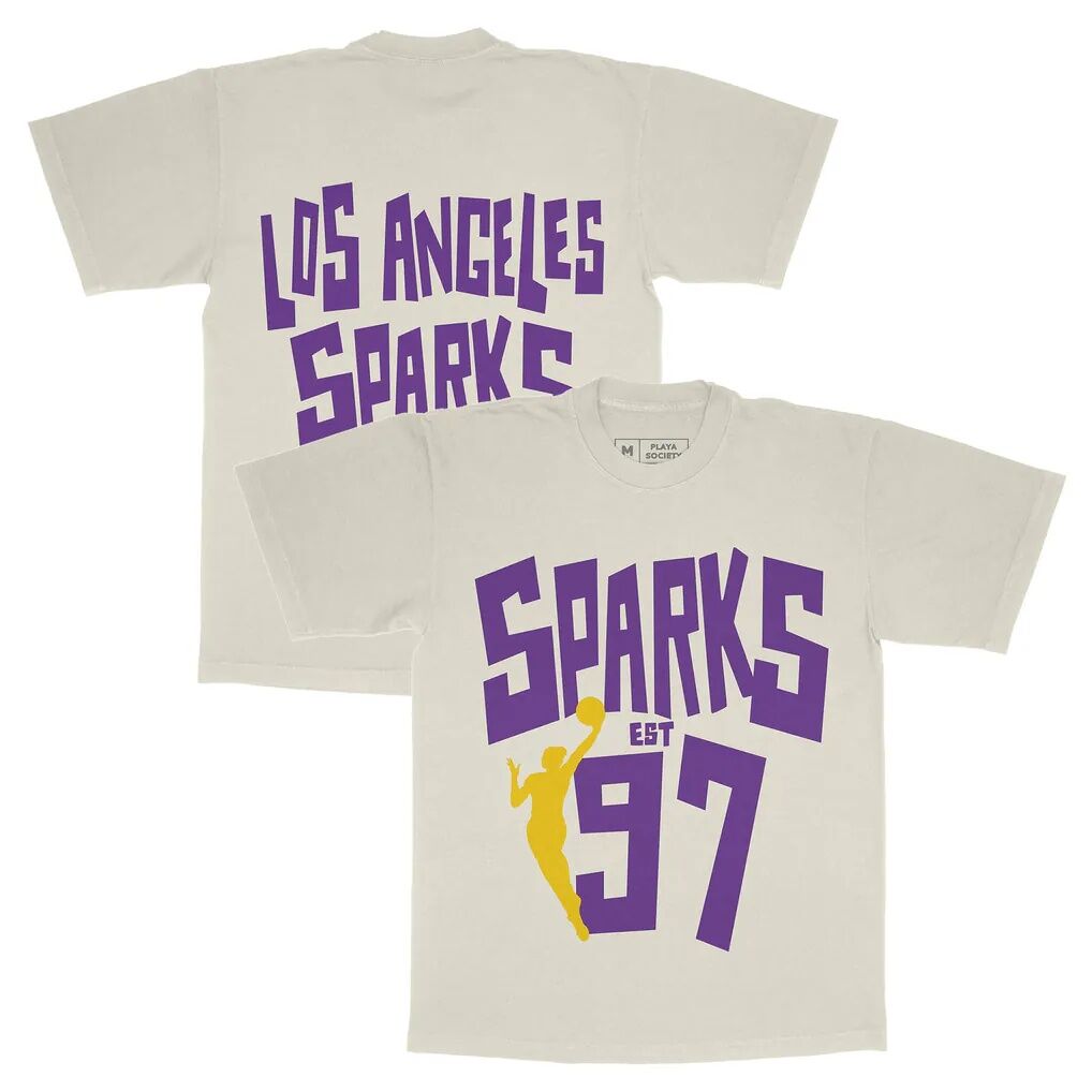 Los Angeles Sparks Playa Society Unisex Est T-Shirt - Oatmeal