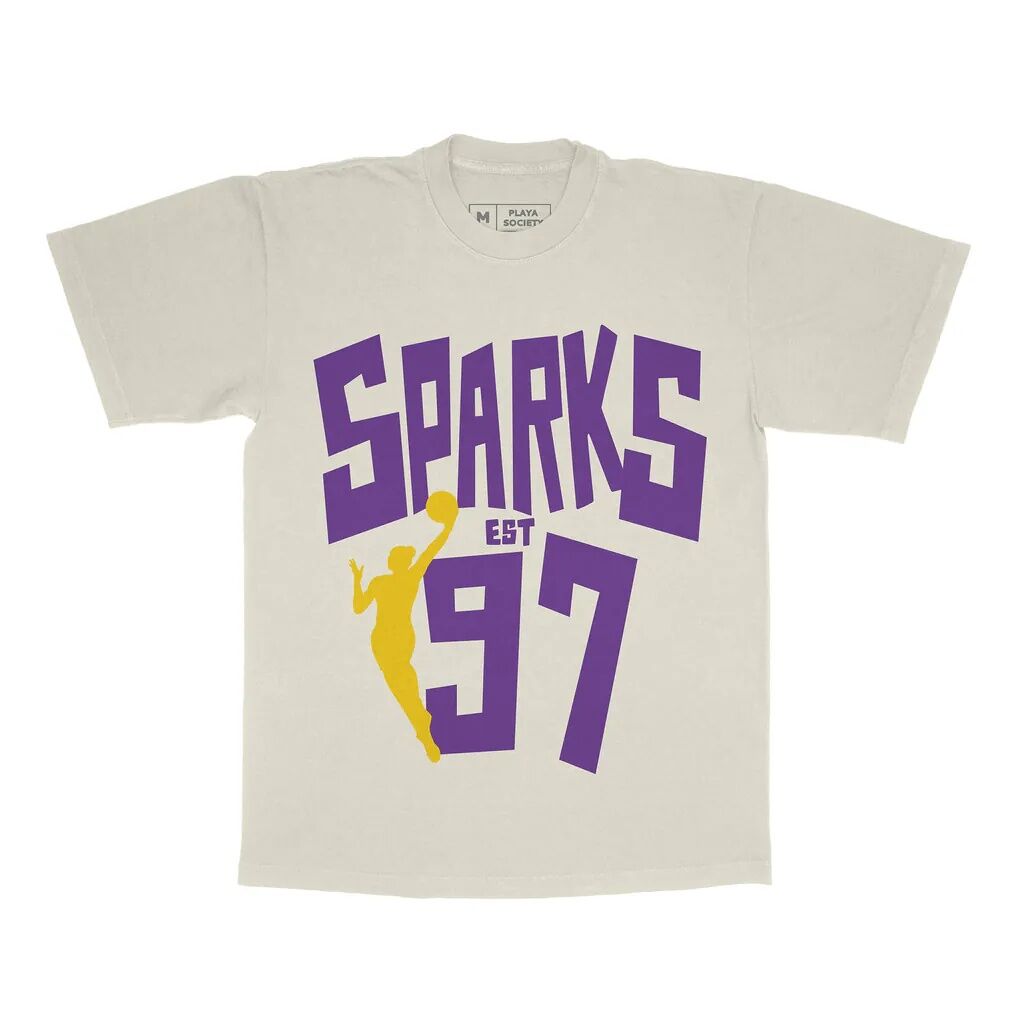 Los Angeles Sparks Playa Society Unisex Est T-Shirt - Oatmeal
