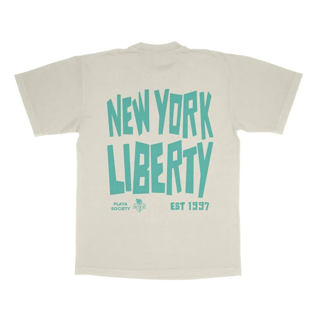 New York Liberty Playa Society Unisex Est T-Shirt - Oatmeal