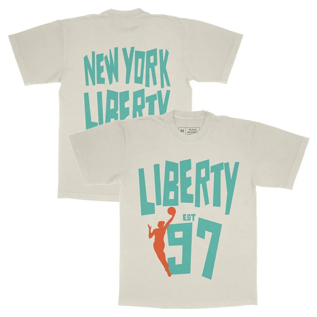 New York Liberty Playa Society Unisex Est T-Shirt - Oatmeal