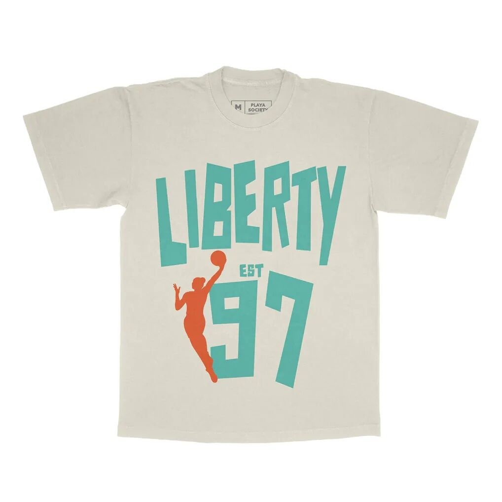 New York Liberty Playa Society Unisex Est T-Shirt - Oatmeal