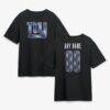 New York Giants Big & Tall Metallic Mascot Personalized Name & Number T-Shirt - Black - Front View