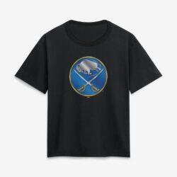 Buffalo Sabres Women's Metallic Mascot T-Shirt - Black - Front View