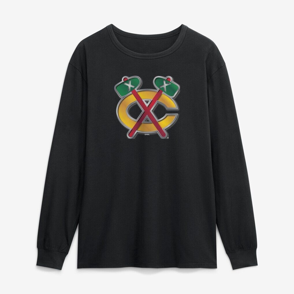 Chicago Blackhawks  Metallic Mascot Long Sleeve T-Shirt