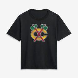 Chicago Blackhawks Women's Metallic Mascot T-Shirt - Black - Front View