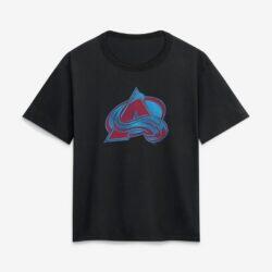 Colorado Avalanche Women's Metallic Mascot T-Shirt - Black - Front View