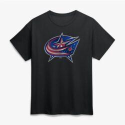 Columbus Blue Jackets Big & Tall Metallic Mascot T-Shirt - Black - Front View