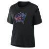 Columbus Blue Jackets Women's Metallic Mascot T-Shirt - Black - Detail View