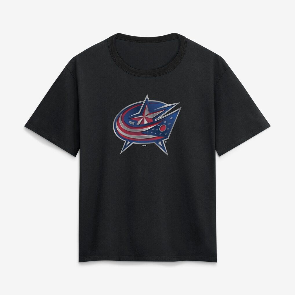 Columbus Blue Jackets Women's Metallic Mascot T-Shirt