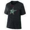 Dallas Stars Women's Metallic Mascot T-Shirt - Black - Detail View