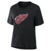 Detroit Red Wings Women's Metallic Mascot T-Shirt - Black - Detail View
