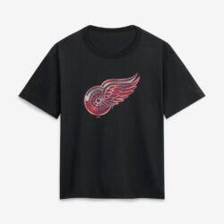 Detroit Red Wings Women's Metallic Mascot T-Shirt - Black - Front View