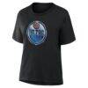 Edmonton Oilers Women's Metallic Mascot T-Shirt - Black - Detail View