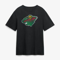 Minnesota Wild Metallic Mascot T-Shirt - Black - Front View