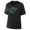 Minnesota Wild Women's Metallic Mascot T-Shirt - Black - Detail View